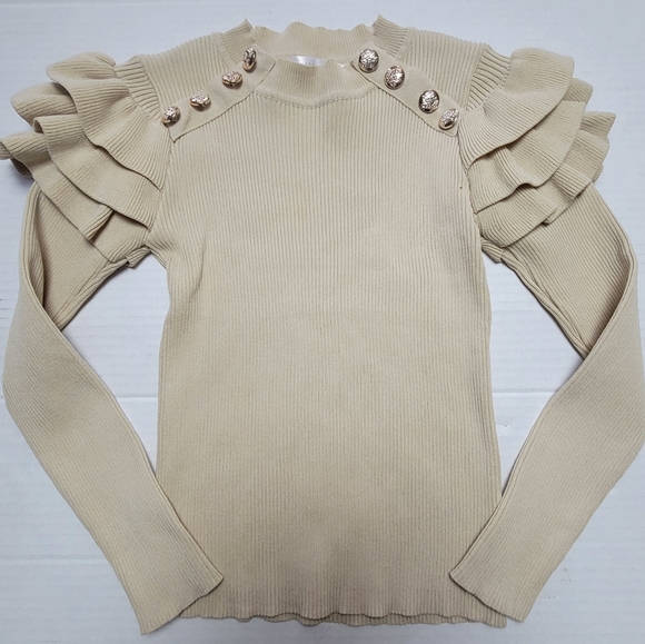 Ruffle Button Sweater - Picture 3 of 14